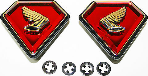 Honda CB750 K 1971-76 Red Side Cover Emblem - OEM Ref. # 87126-300-405 & 87127-300-405