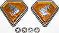 Honda CB750 - Orange Side Cover Emblem Set - OEM Ref. # 87126-341-000 & 87127-341-000